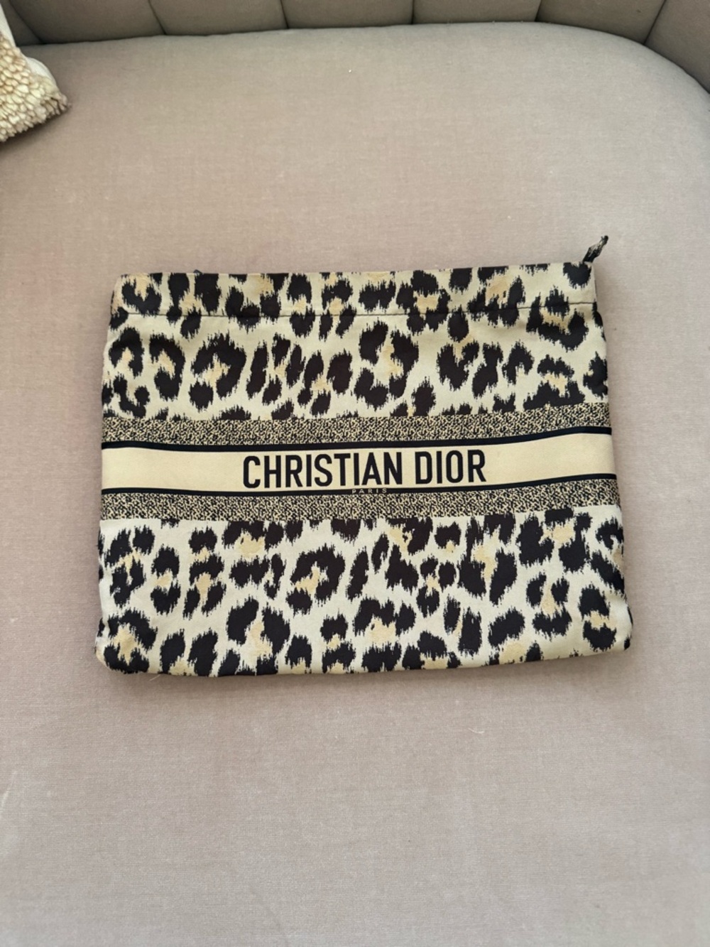 Dior Leopard-Print Canvas Pouch in Black and Cream